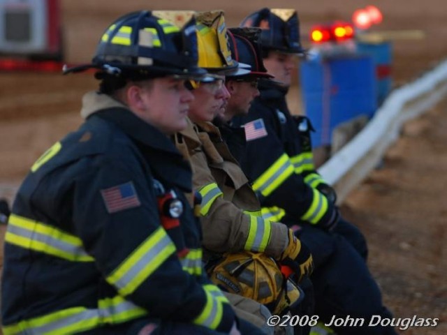 Firefighters at the Demolition Derby at Potomac Speedway. (Photo courtesy of John Douglass)