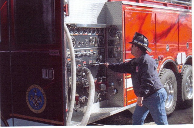 Uncle Jack at the Pump on Engine 24 at a recent job in Oakville 