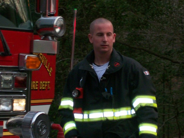 Firefighter/EMT Matt Posey from Charles Station 1 riding at &quot;The Deuce&quot;