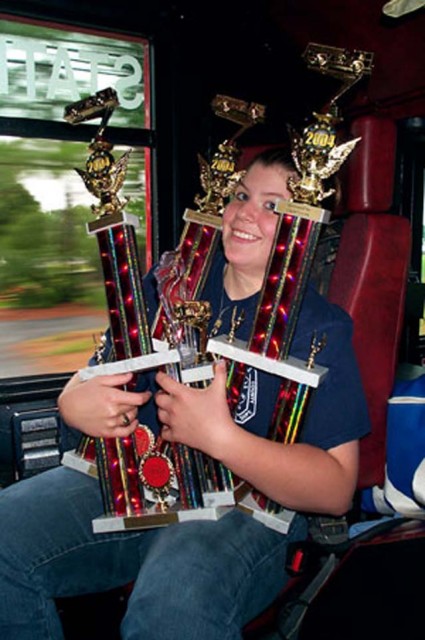 Megan holding some of the trophies awarded to us at the Cobb Island Days Parade.