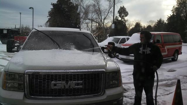 Only at Company 2 can you watch Cody wash his truck when it's 10 degrees out.