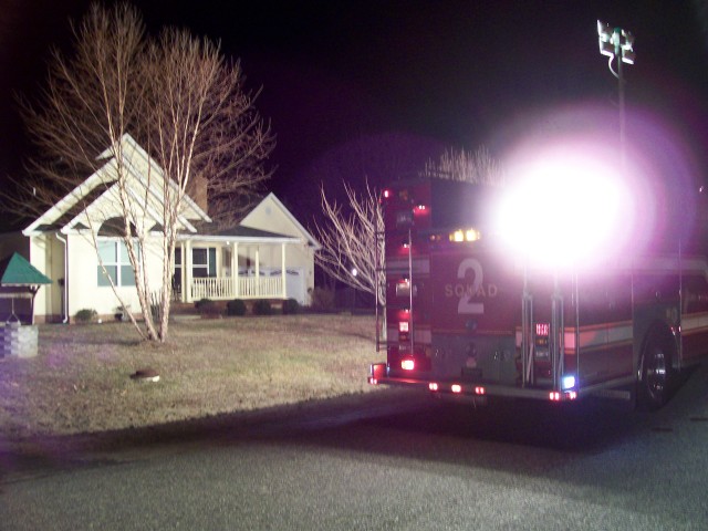 Squad 2 Lighting up the scene at a recent Residential Gas Leak 