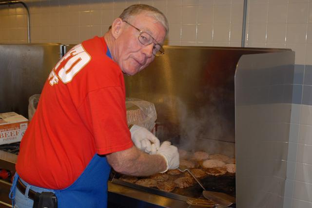 Jimmy working the grill pretty good