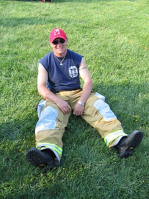 Firefighter Tim Russell chillen' at the Southern Maryland Fireman's Convention.