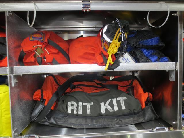 Walk in section containing the RIT kit and additional rope gear