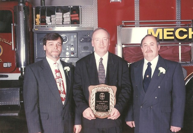 Ronnie Raley received his Life Membership from President Willie Wilkerson and Fire Chief George Hayden