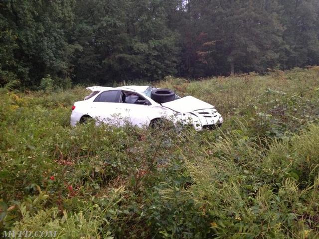 Firefighters responded to this vehicle that rolled several times on Three Notch Road at Laurel Grove Park.