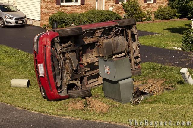 Two occupants were flown from this rollover on Golden Beach Road