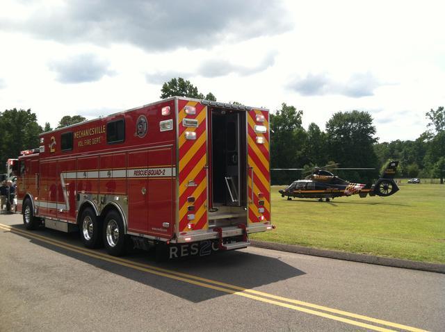 Trooper 7 at the landing site to medevac a pediatric who was run over by a vehicle. 