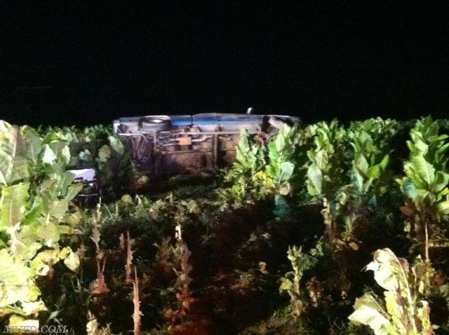 Rescue Squad 2 operating on the scene of an overturned vehicle off of Baptist Church Road 