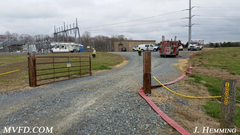 The engine and tanker responded to this
electrical emergency at the Southern Maryland Electric transfer station off Ryceville Road in Charles County.