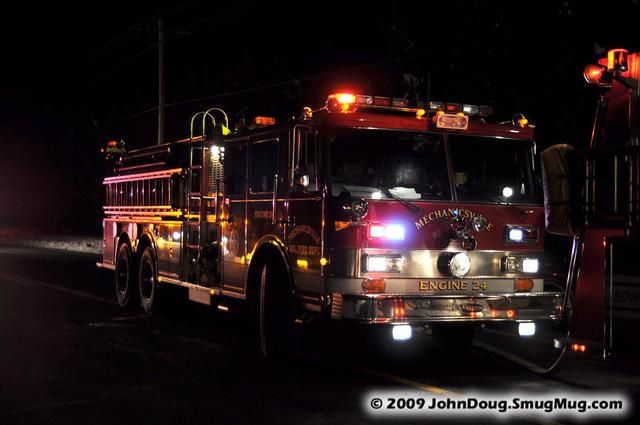 Engine-Tanker on Park Hall House Fire - Mechanicsville VFD